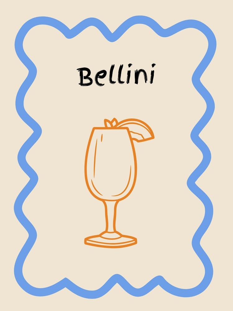 Bellini Doodle Poster Blue & Orange