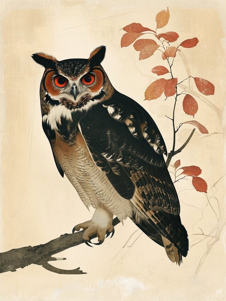 Spectacled Owl Vintage Illustration 4
