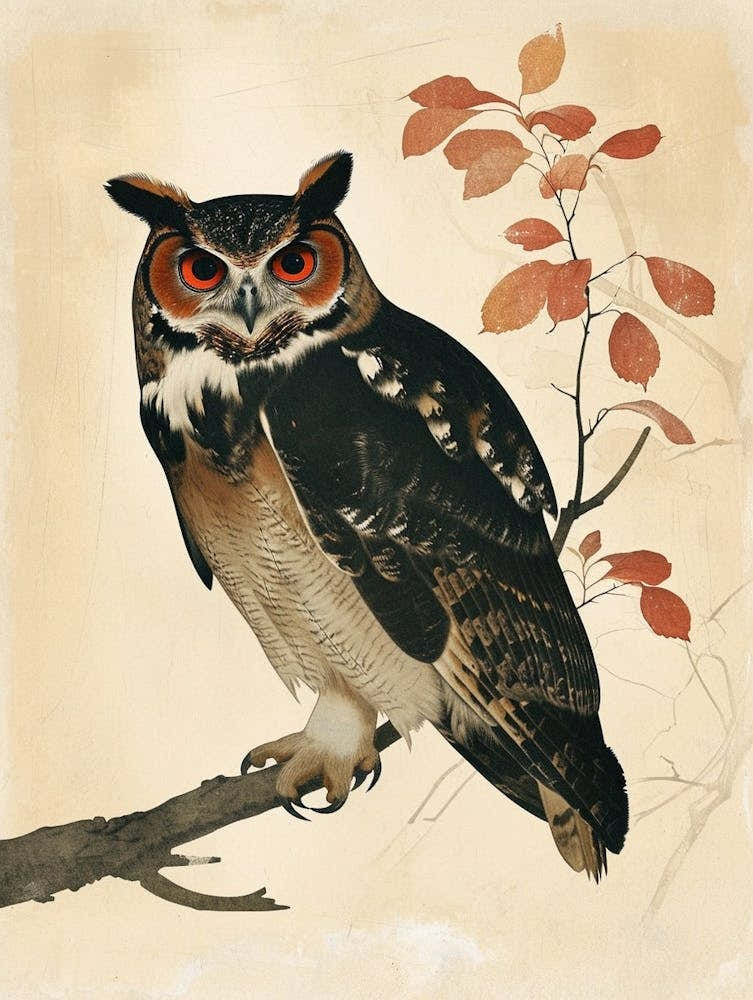Spectacled Owl Vintage Illustration 4