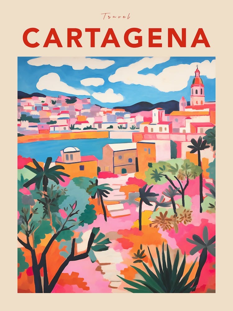 Cartagena Spain 5 Fauvist Travel Poster