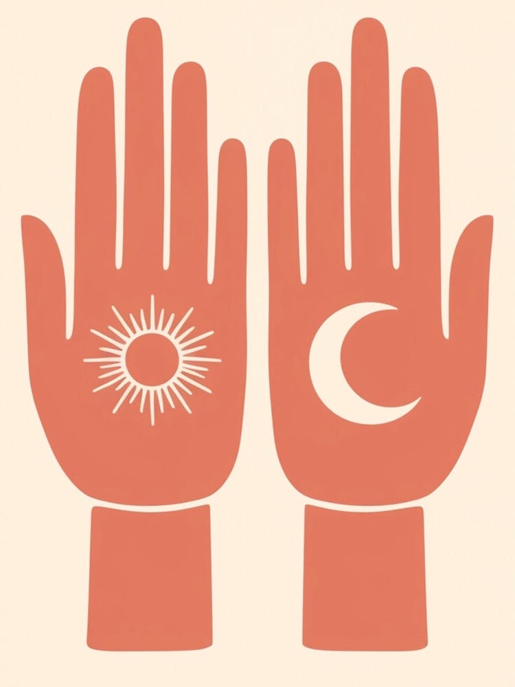 Two Hands With The Sun And Moon