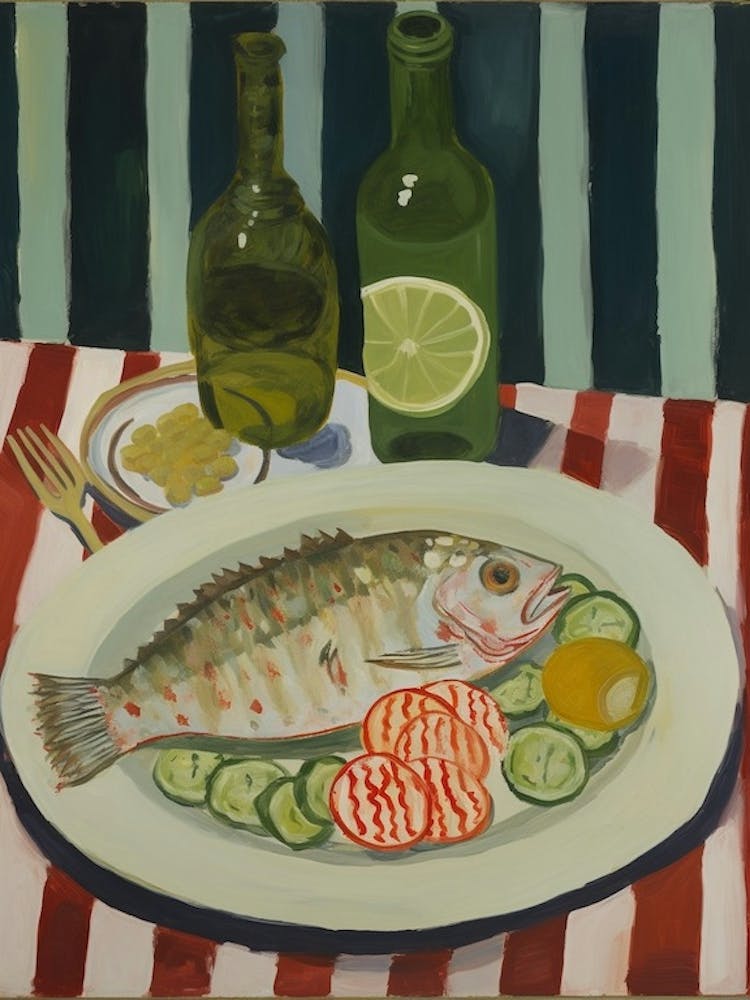 Monkfish Italian Still Life Painting