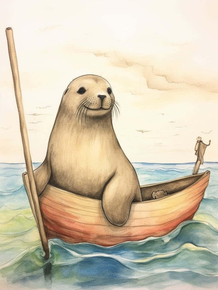 Storybook Animal Watercolour Sea Lion 2