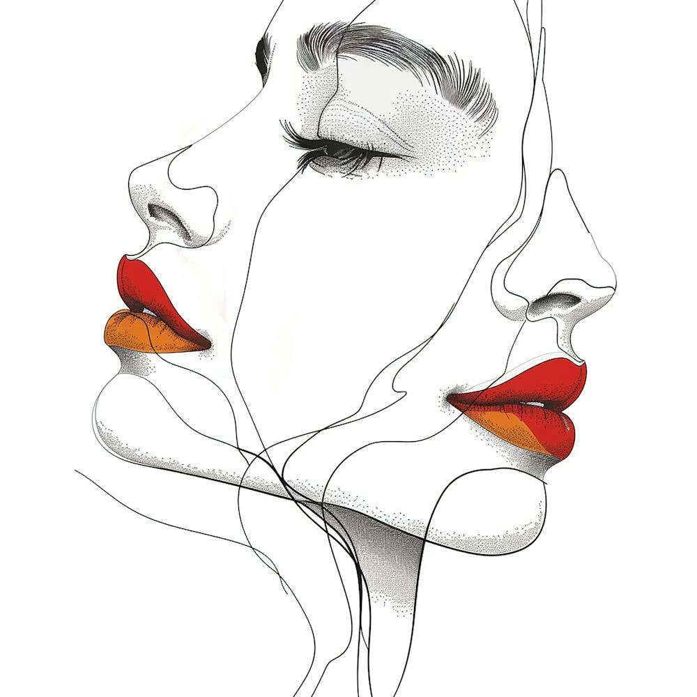 Portrait Of A Woman - Minimal Line art, city wall art, colorful wall art, home decor, minimal art, modern wall art, wall art, wall decoration, wall print colourful wall art, decor wall art, digital art, digital art download, interior wall art, downloadabl