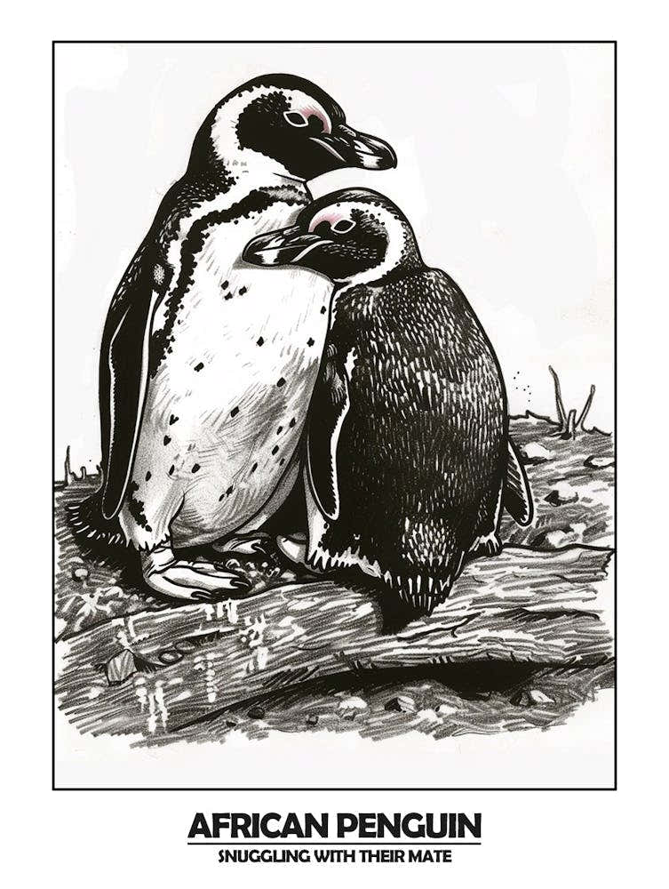 Penguin Snuggling With Their Mate Poster