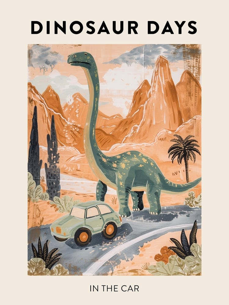 Dinosaur & The Car Poster