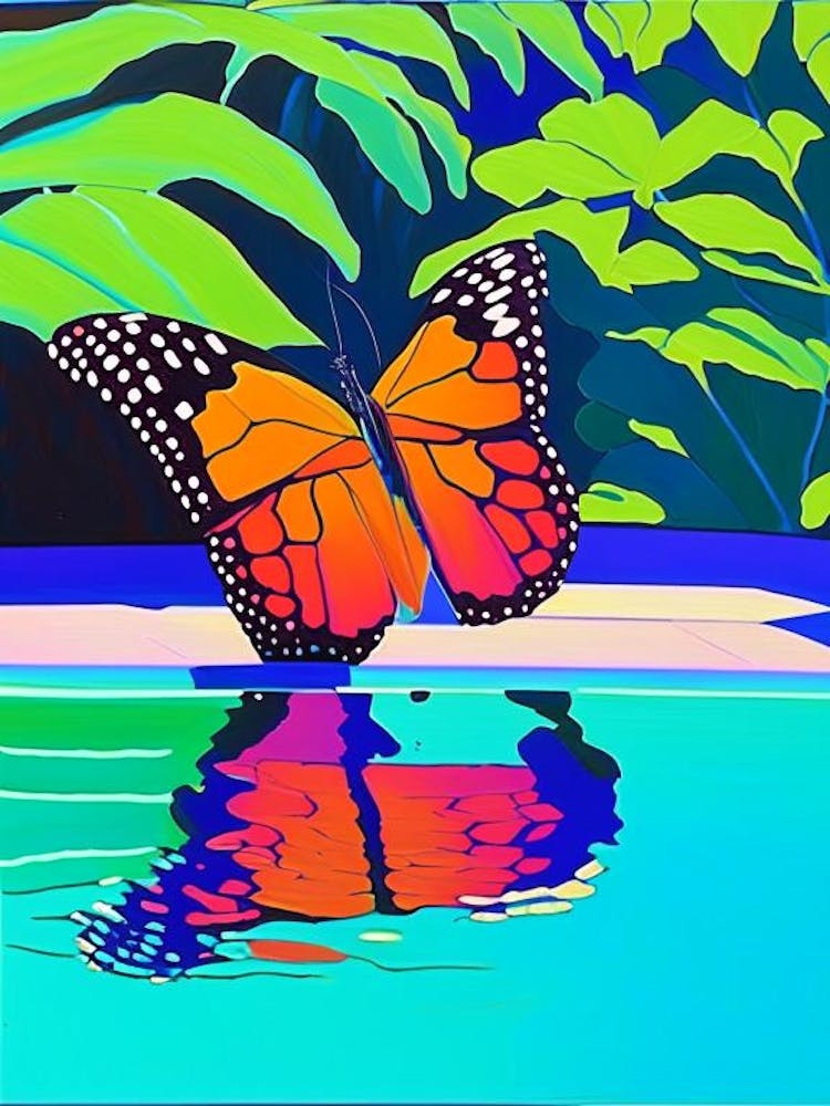 Butterfly In Park Pop Art David Hockney Inspired 2