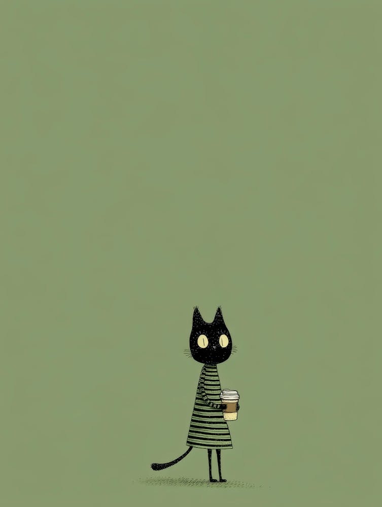 Cat With A Cup Of Coffee 4
