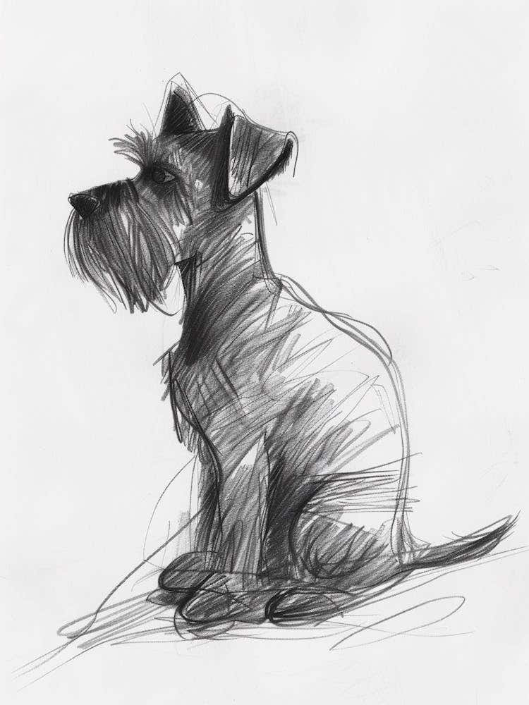 Minature Schnauzer Dog Charcoal Line 1
