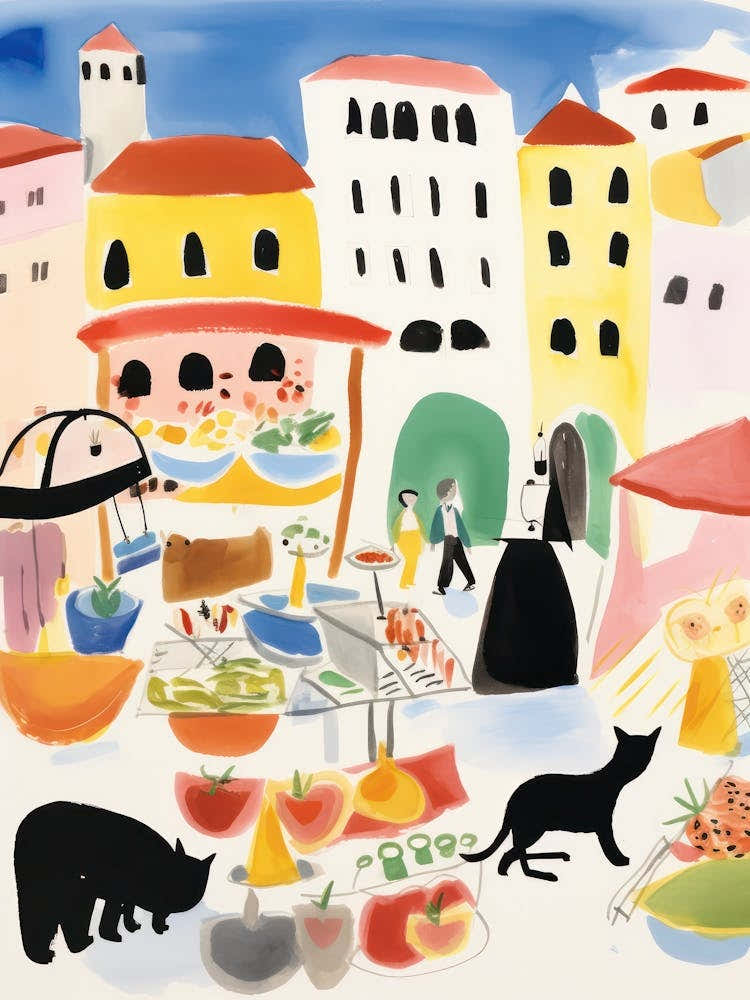 The Food Market In Sintra 4 Illustration