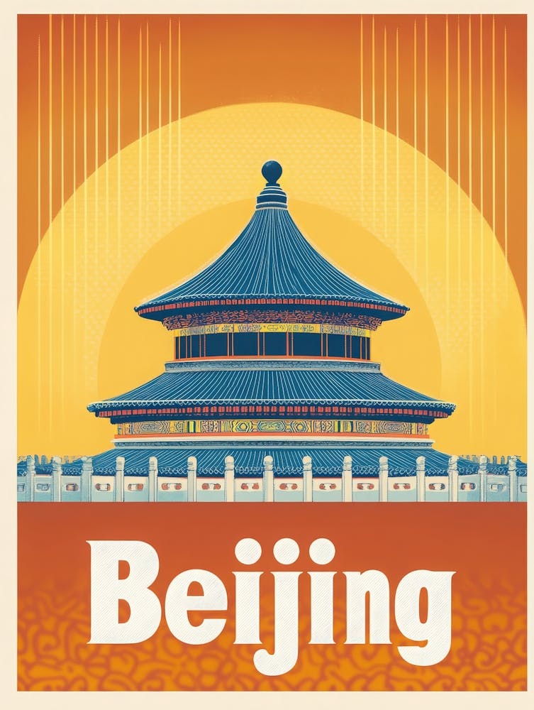 Aihrgdesign A Retro Travel Poster For Beijing Featuring The S Bb02567f 5e73 4c4b 90b0 020e466e6410 3