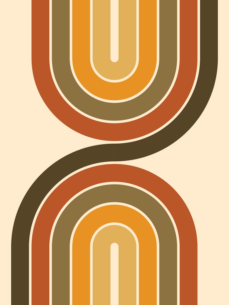 Midcentury Modern Retro Vintage Arch Abstract Sage Earthy Brown 01