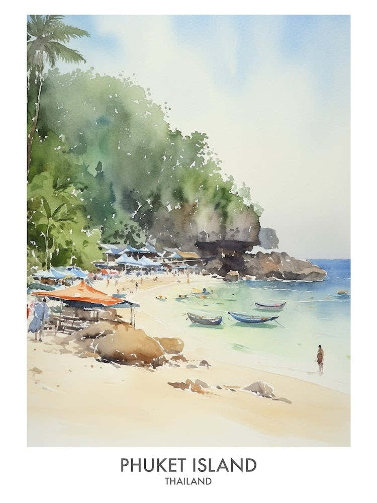 Phuket Island 3 Watercolour Travel Poster