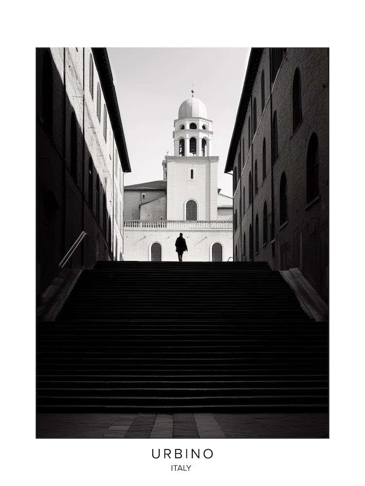 Poster Of Urbino, Italy, Black And White Analogue Photography 3