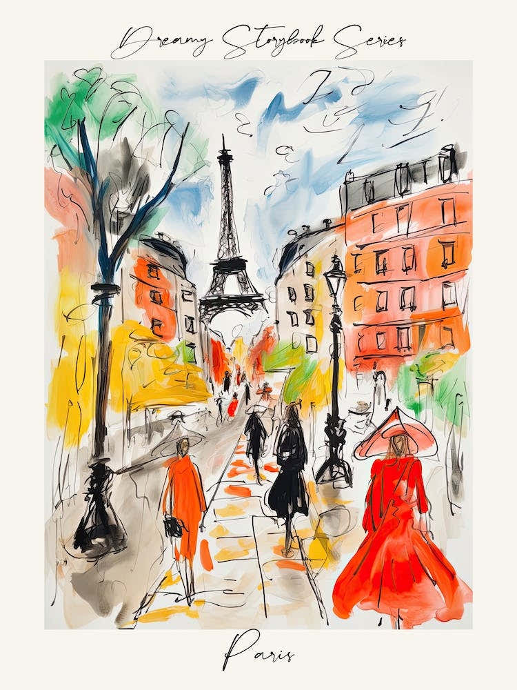 Poster Of Paris, Dreamy Storybook Illustration 4