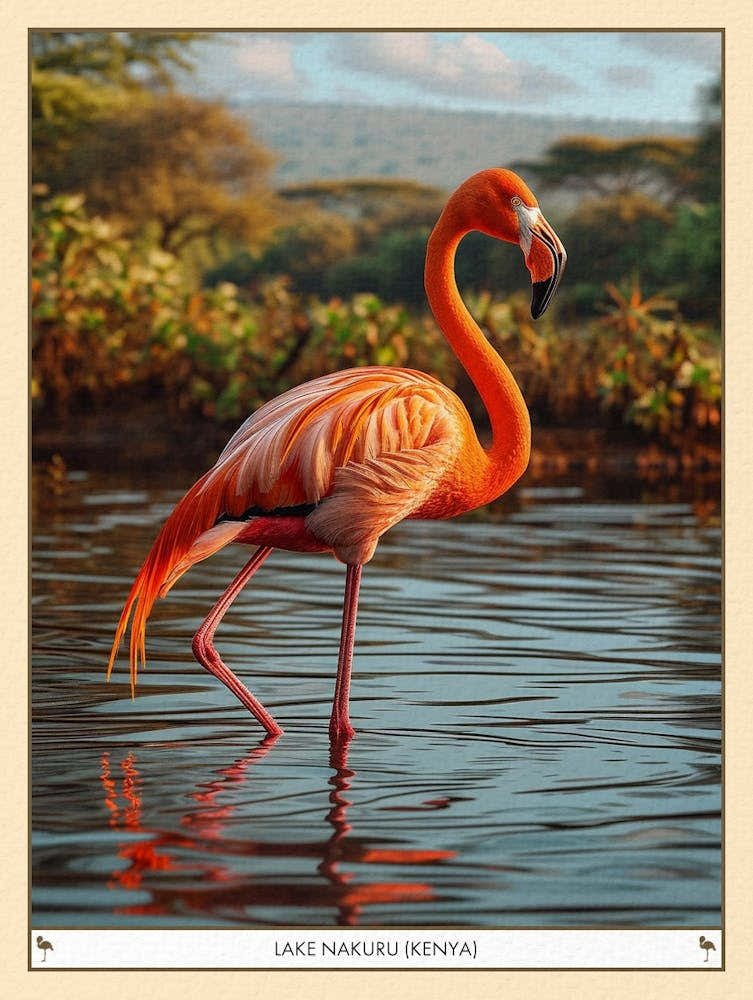 Greater Flamingo Lake Nakuru Nakuru Kenya Tropical Illustration 5 Poster