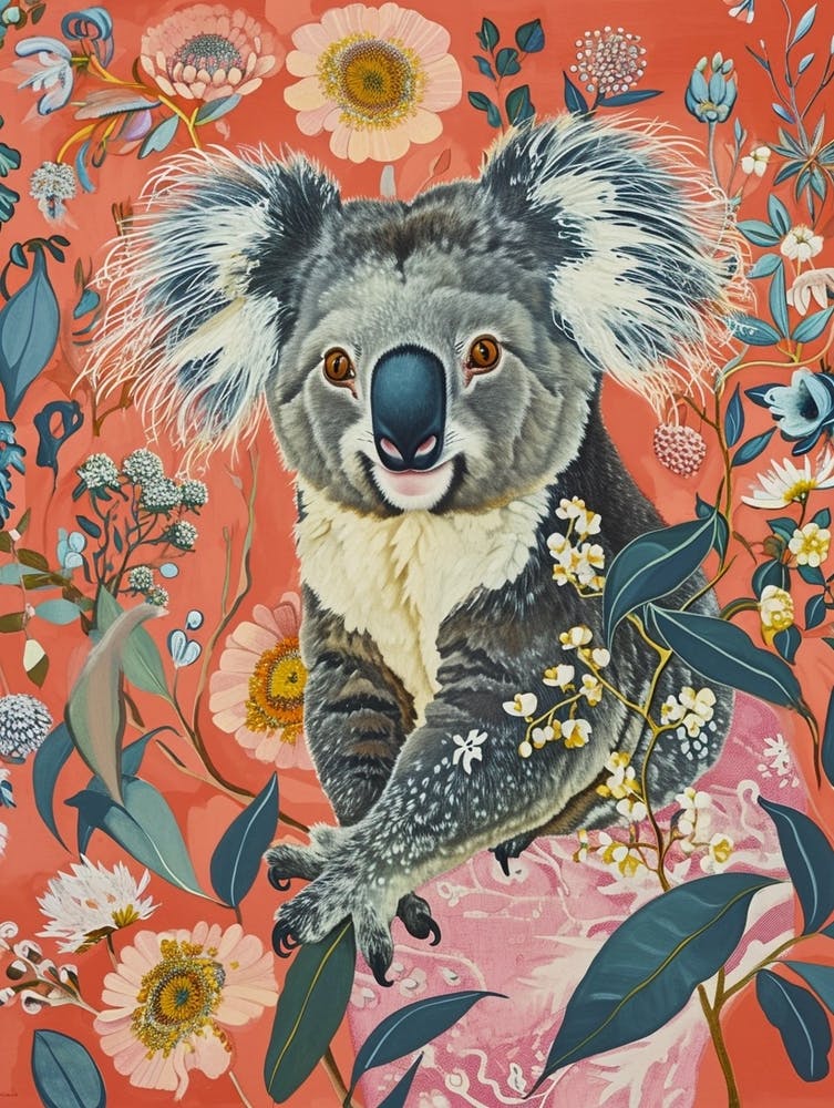 Floral Animal Painting Koala 2
