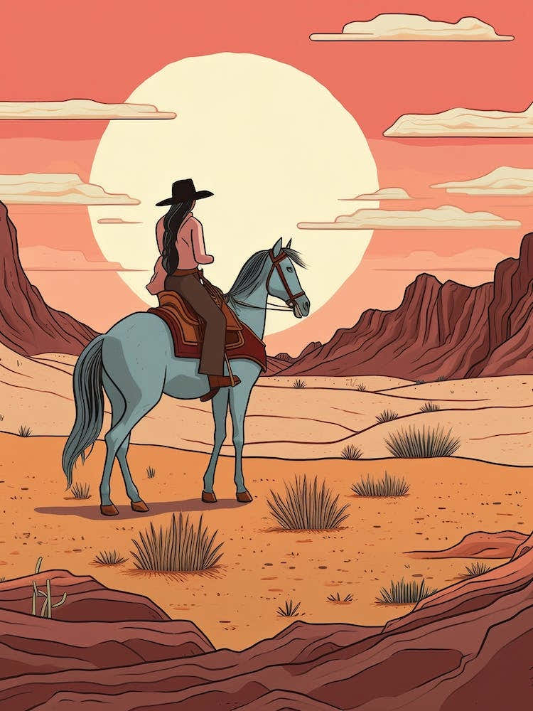 Cowgirl Riding A Horse In The Desert 9