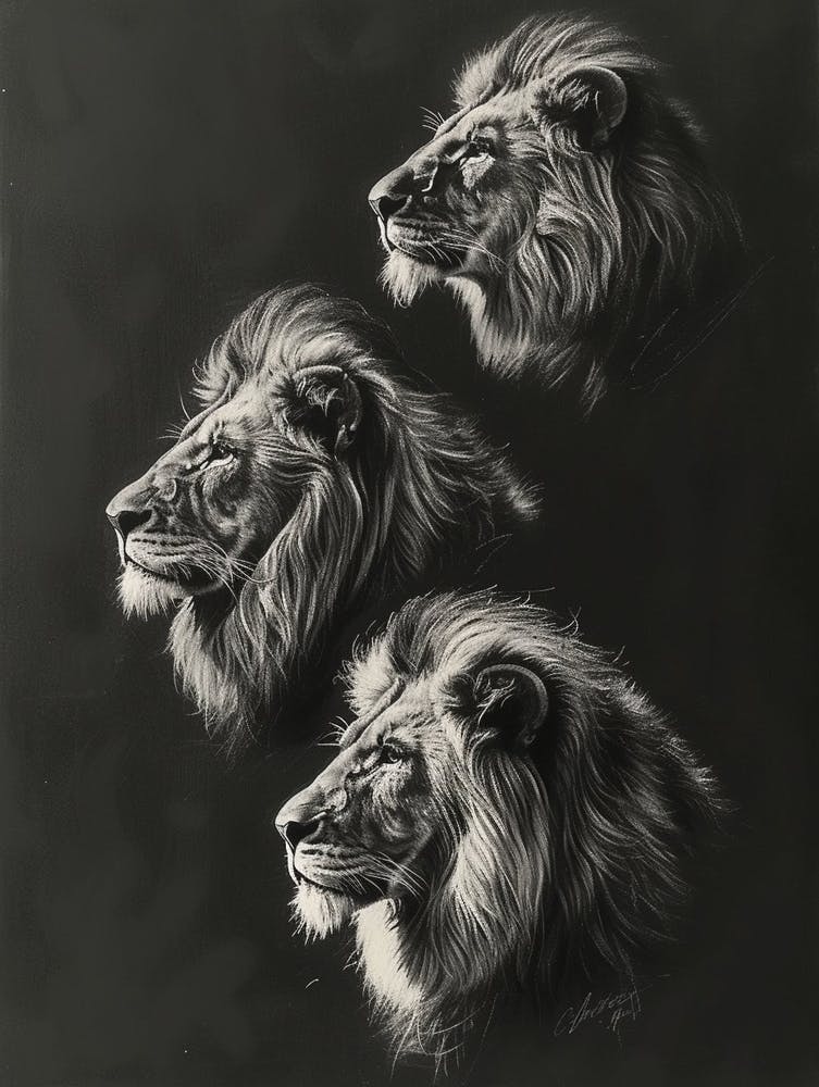 Barbary Lion Charcoal Drawing 4