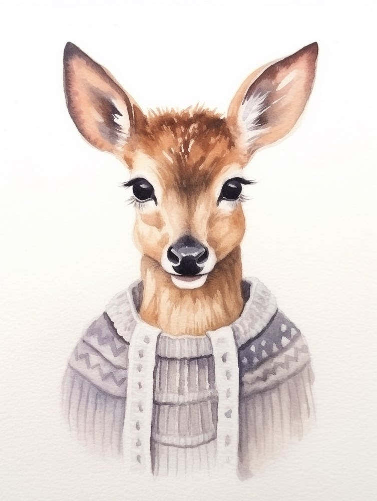 Baby Animal Watercolour Deer 3