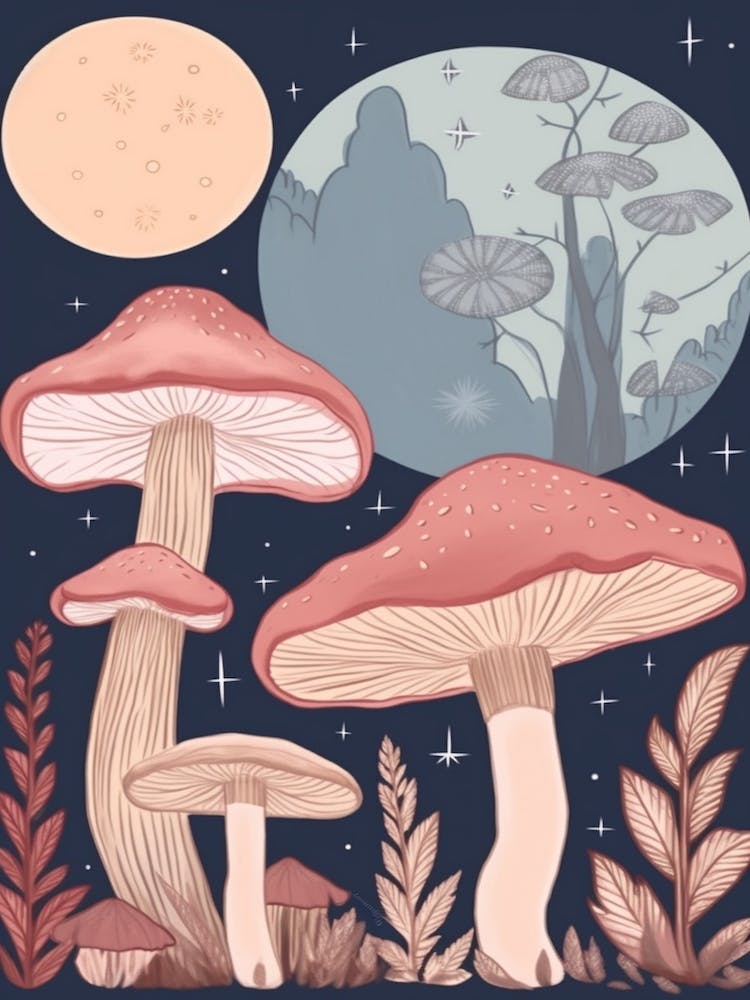 Magic Spring Mushrooms Illustration 11