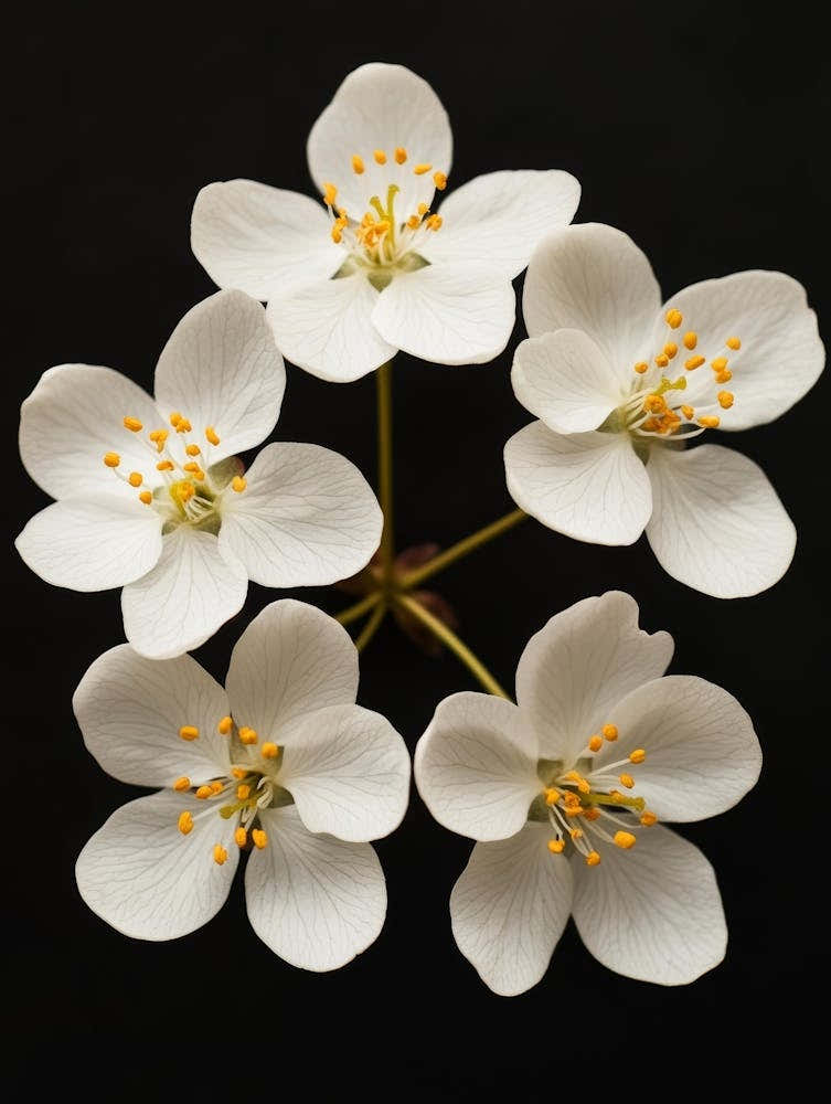 Cherry Blossoms On A Black Background