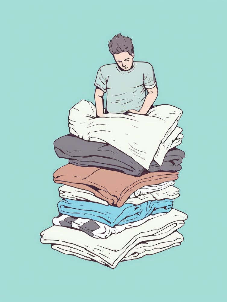 Illustration Of A Man Stacking Clothes