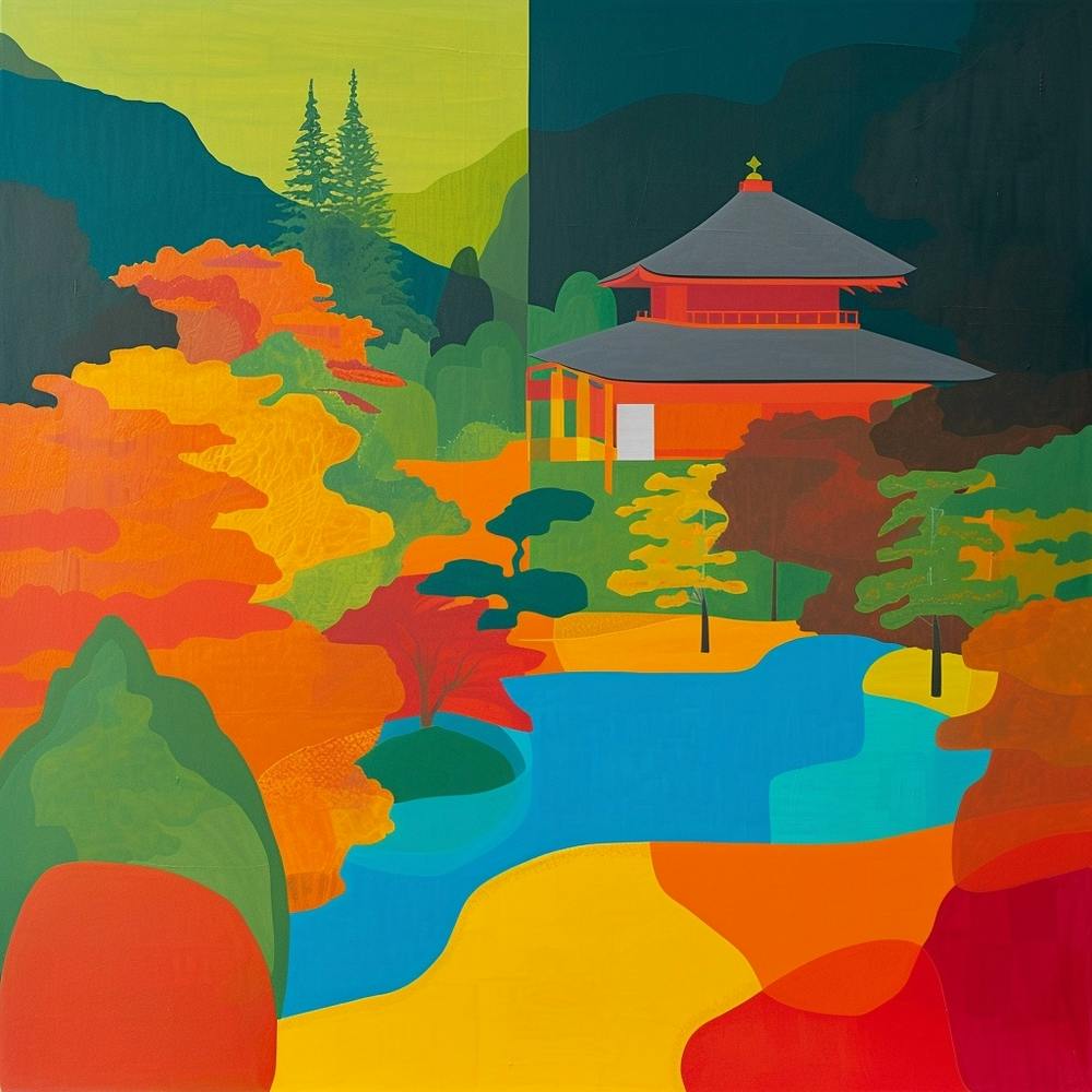 Colourful Gardens Ginkaku Ji  Temple Japan 1