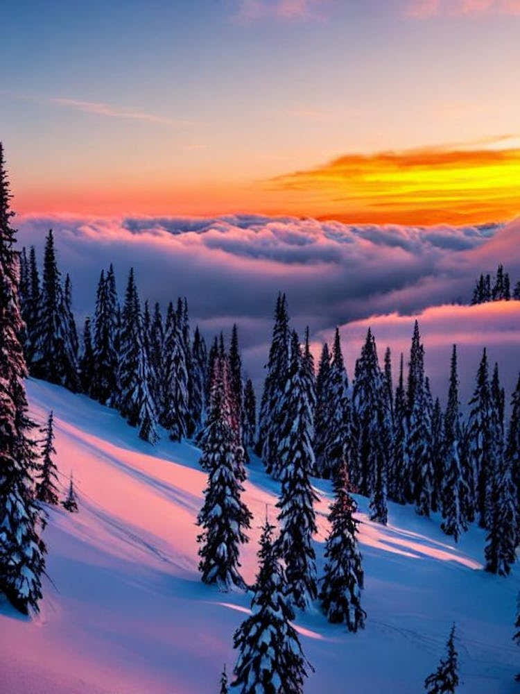 Arabba, Italy Sunrise Skiing Poster