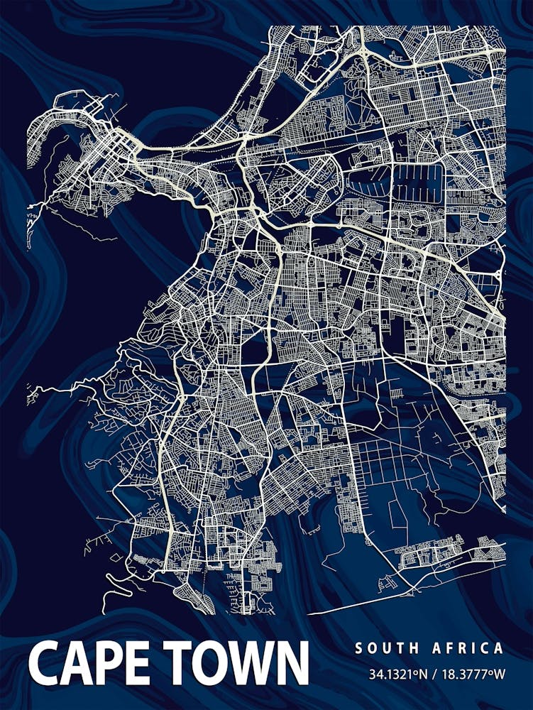 Cape Town Crocus Marble Map