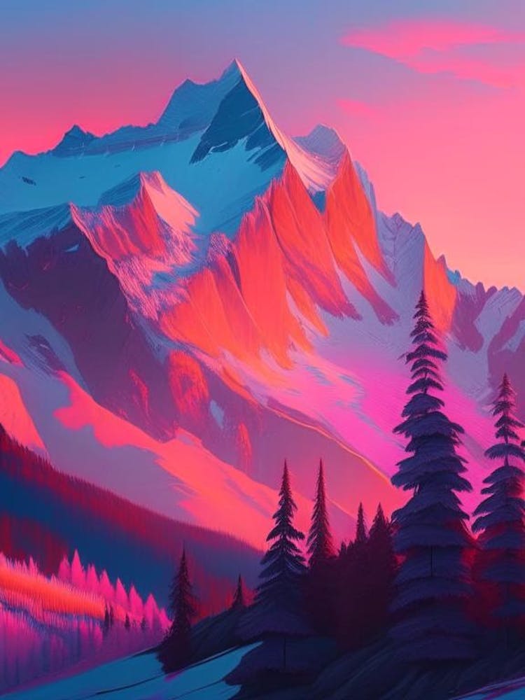 Canadian Rockies Sunset Dreamy Landscape 2