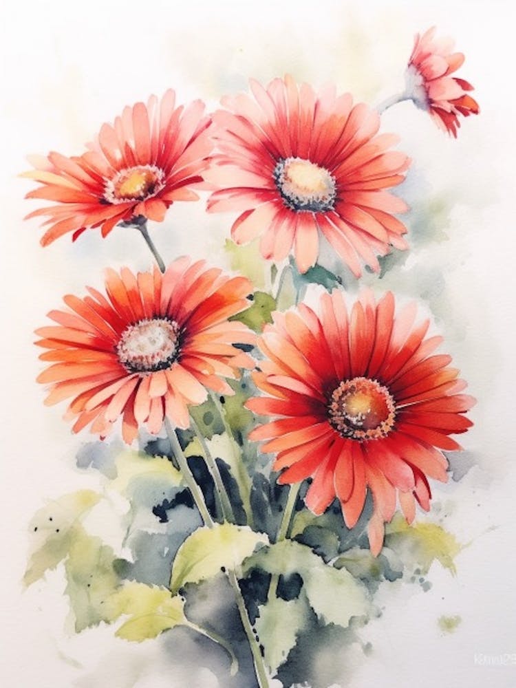 Beehive With Gerberas Watercolour Illustration 4