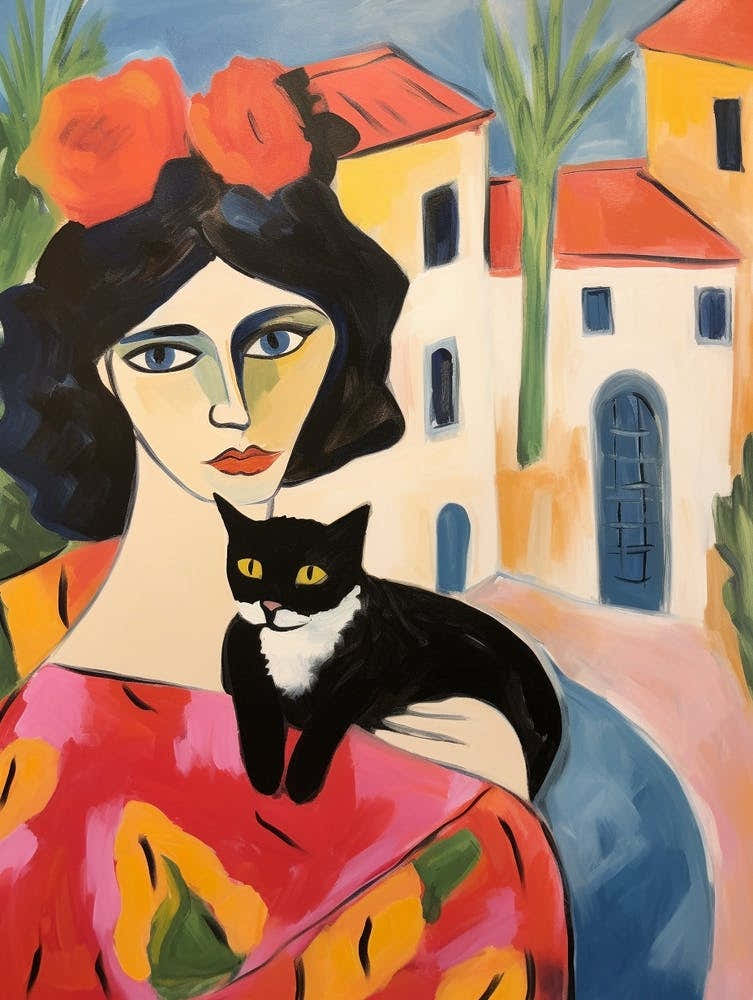 Painting Of A Cat In Malaga Spain 1