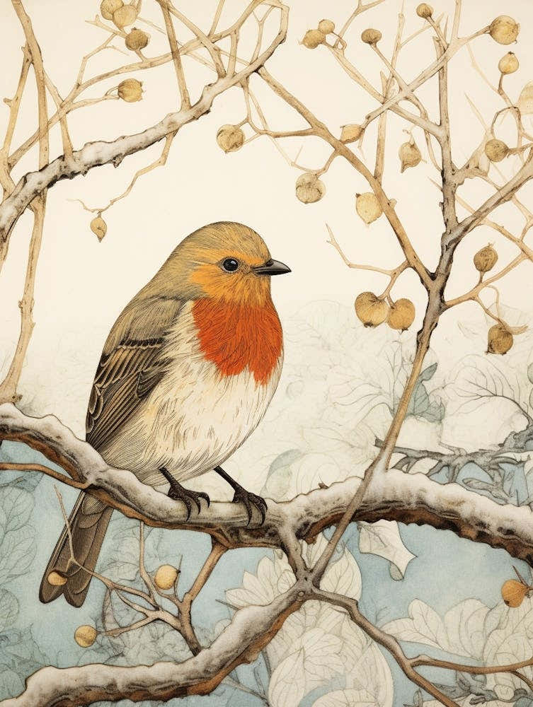 Bird Illustration European Robin 4
