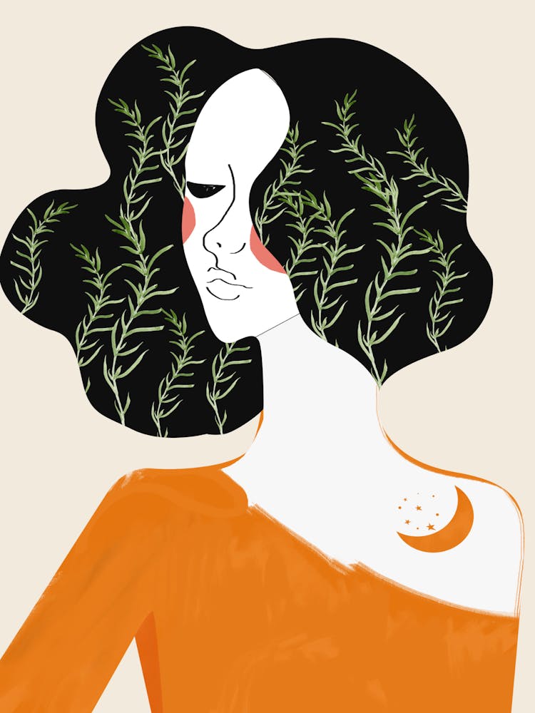 Illustration Of A Woman With Plants