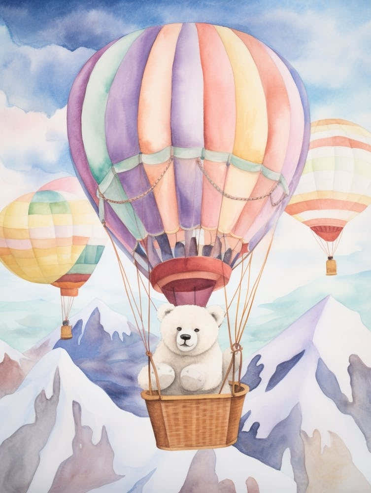 Baby Polar Bear 1 In A Hot Air Balloon