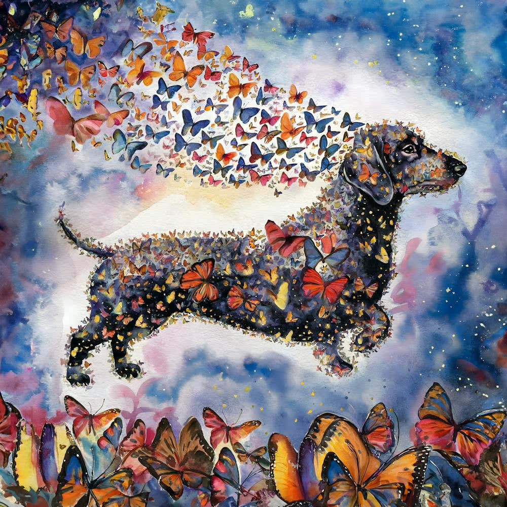 Dachshund With Butterflies