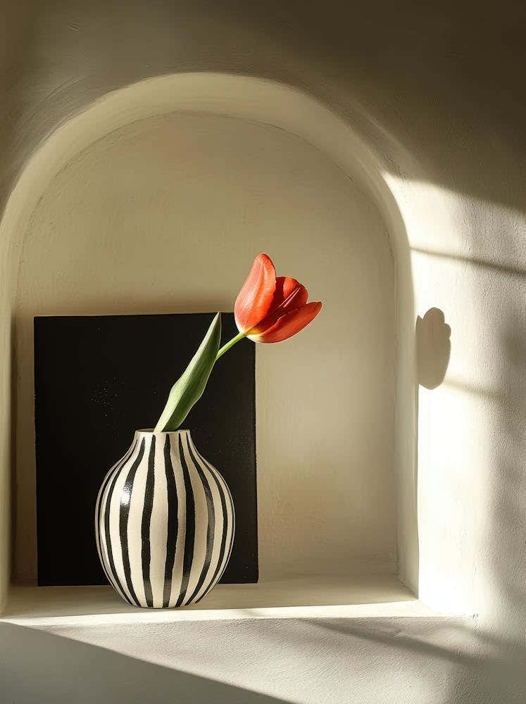 Black And White Striped Vase