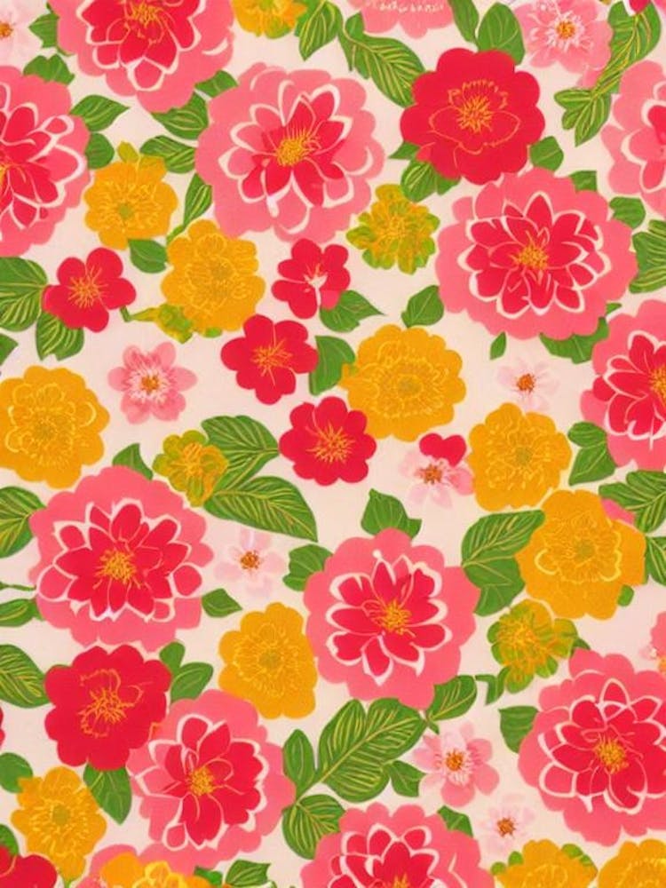 Camellia Floral Print Warm Tones1 Flower