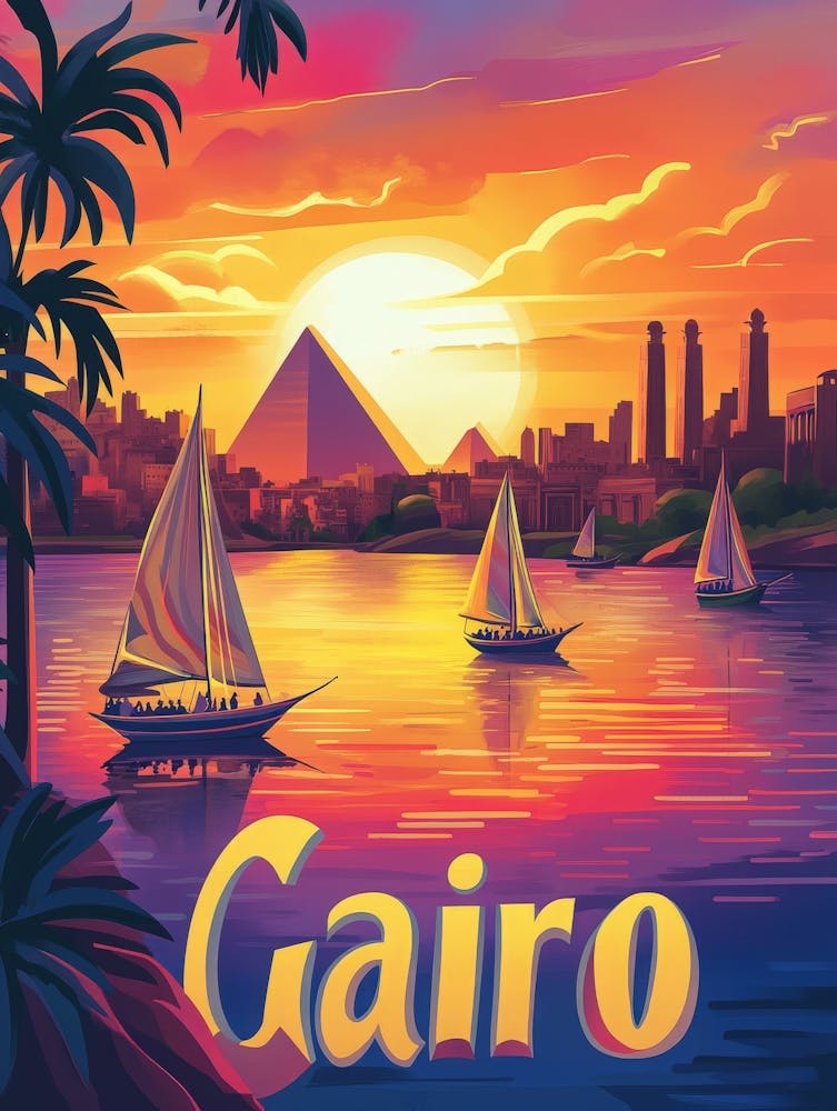 Aihrgdesign A 1970s Inspired Travel Poster For Cairo 4