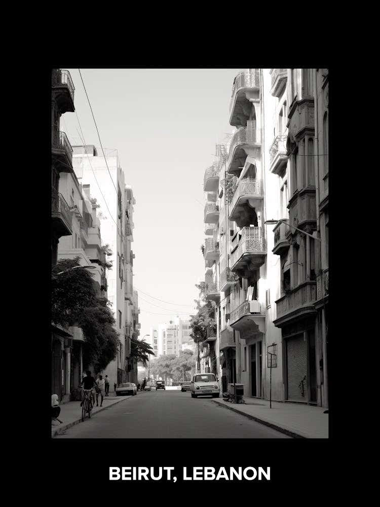 Poster Of Beirut, Lebanon, Mediterranean Black And White Photography Analogue 2