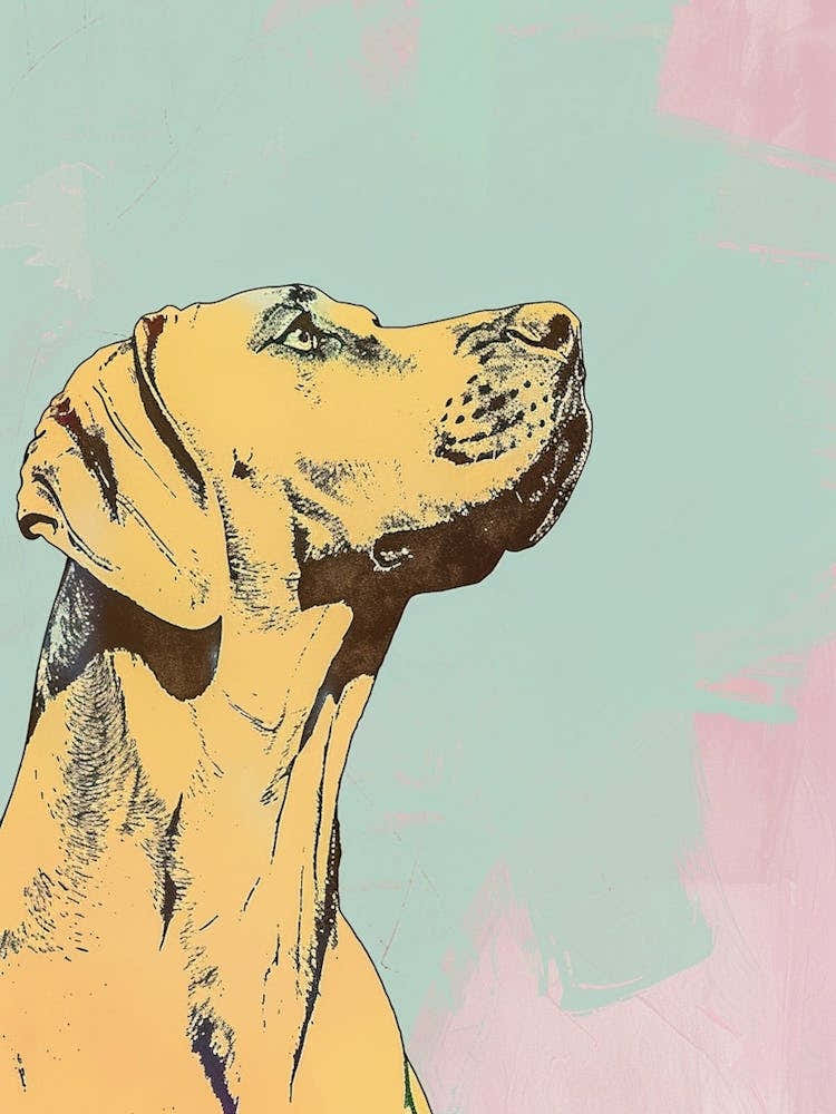 Rhodesian Ridgeback Pastel Line Watercolour Illustration 1