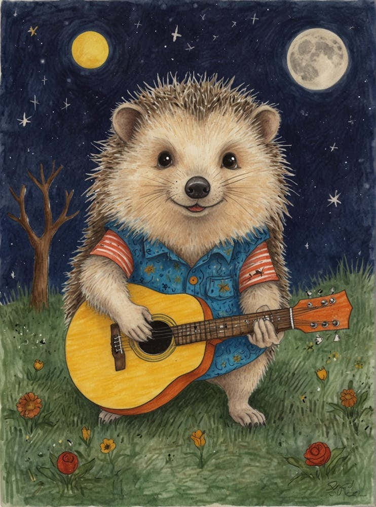Hedgehog Playing Guitar 26
