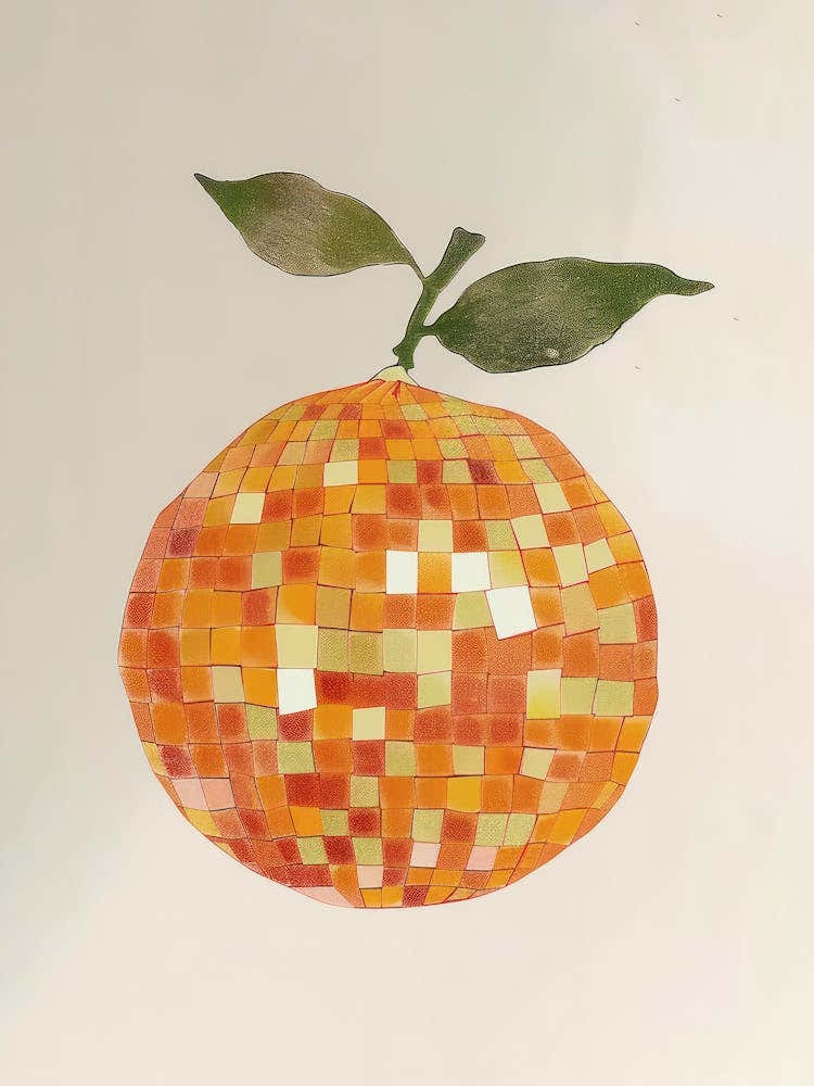 Disco Ball Orange Disco Poster Trendy Aesthetic Food Kitchen