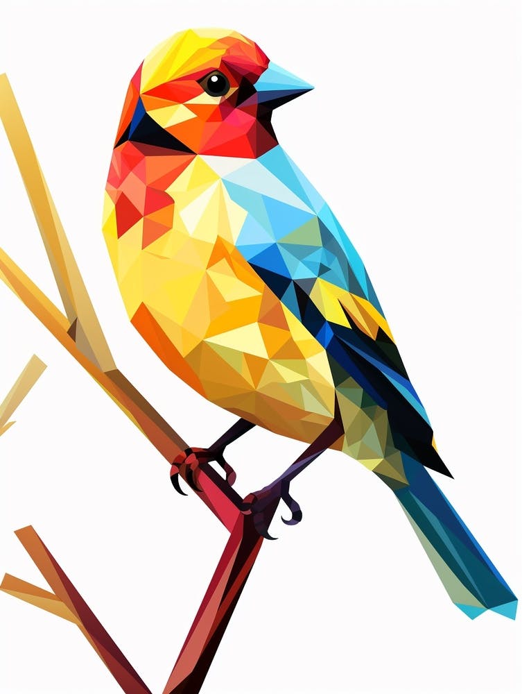 Colourful Geometric Bird American Goldfinch 1