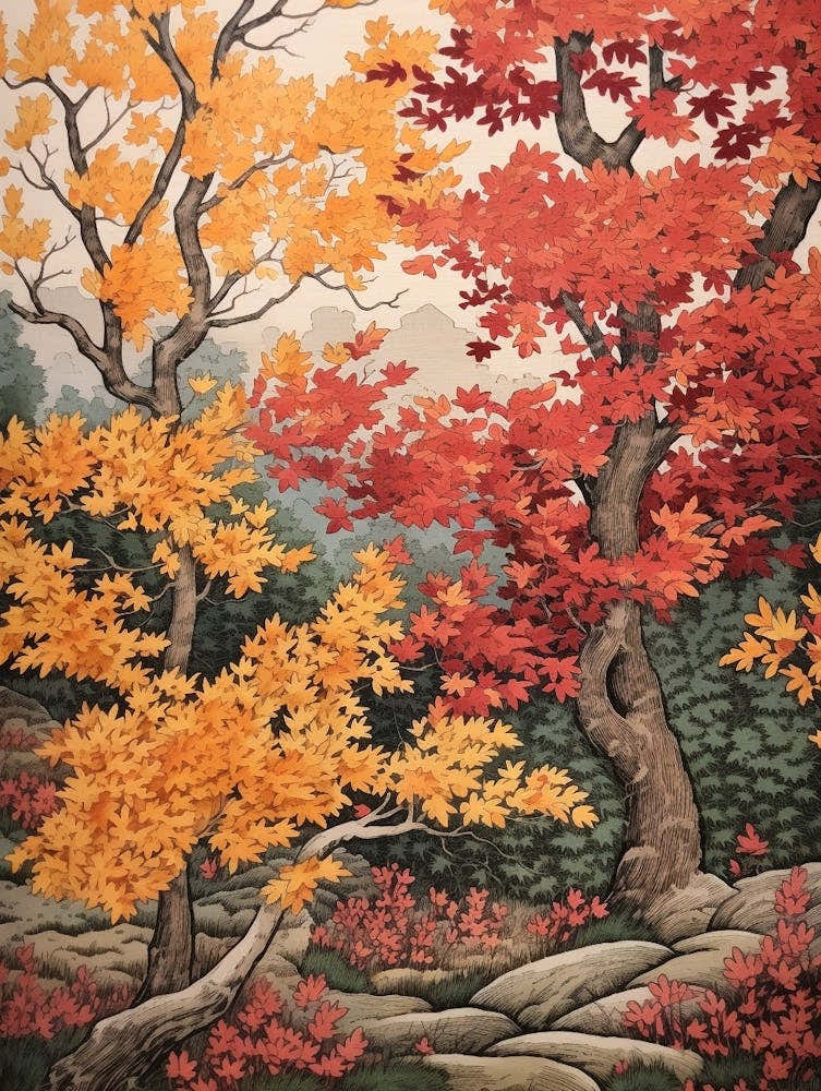 Bigtooth Aspen 1 Vintage Autumn Tree Print