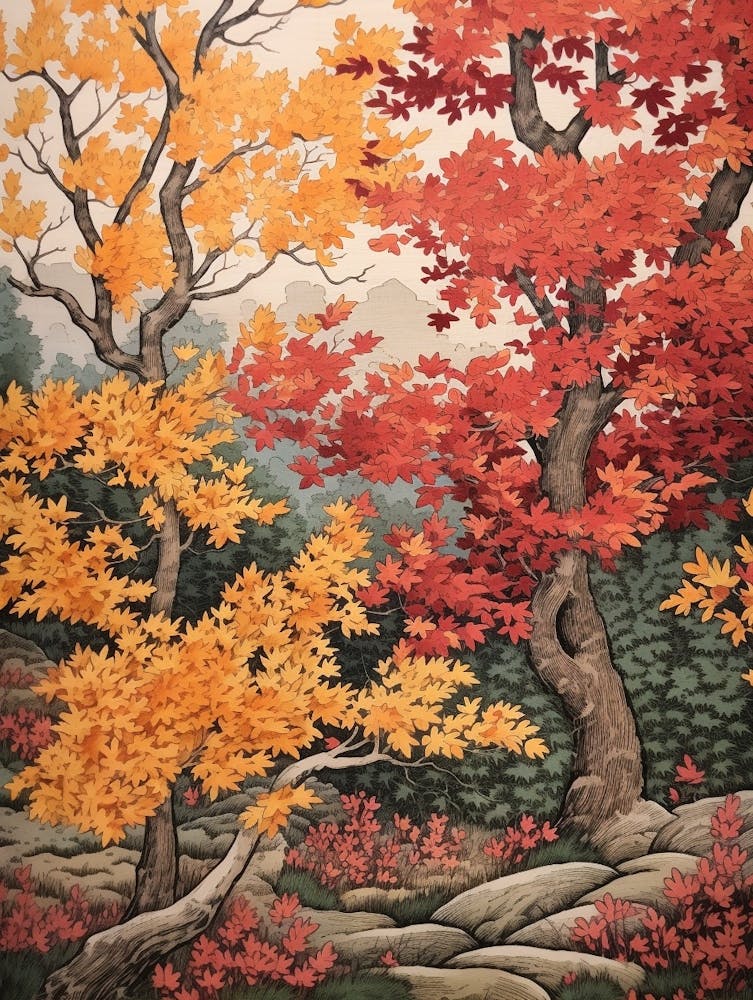 Bigtooth Aspen 1 Vintage Autumn Tree Print