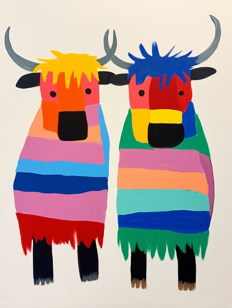 Colourful Kids Animal Art Yak 1