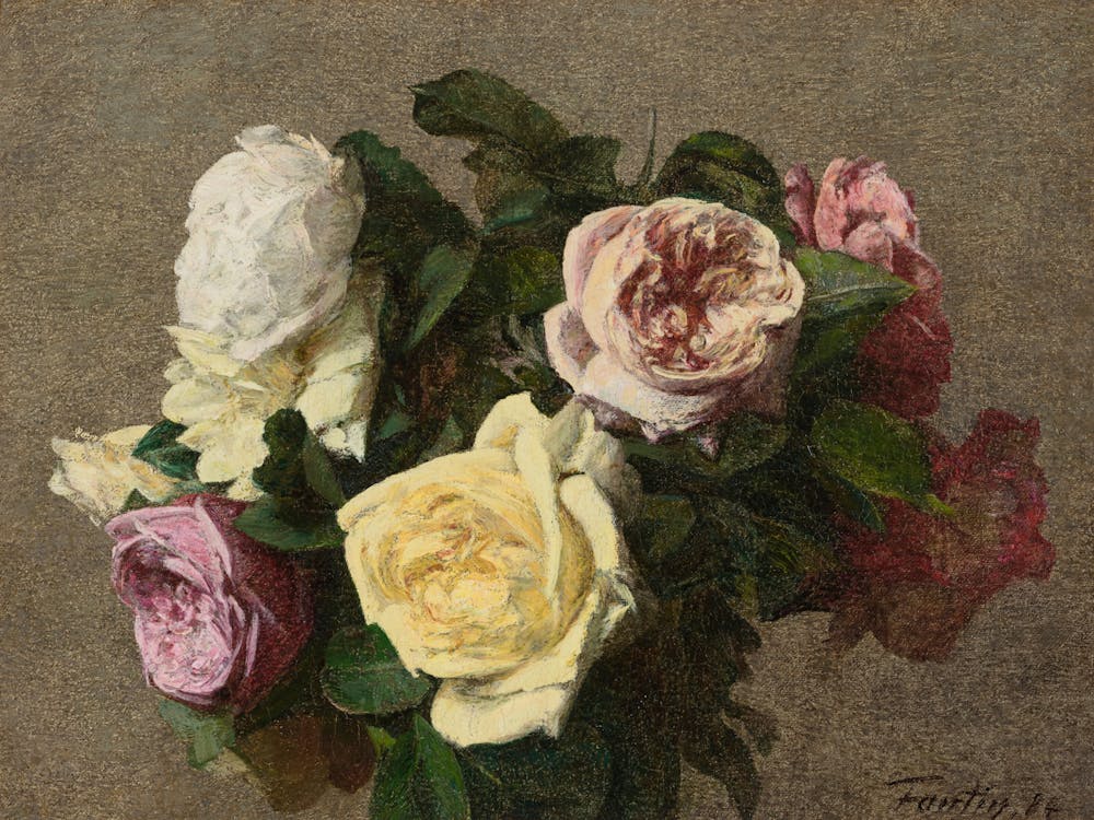 Henri Fantin-Latour - Roses 1884. French Painter, Famous Painter, Flower Paintings, Still Life, Flowers And Fruits