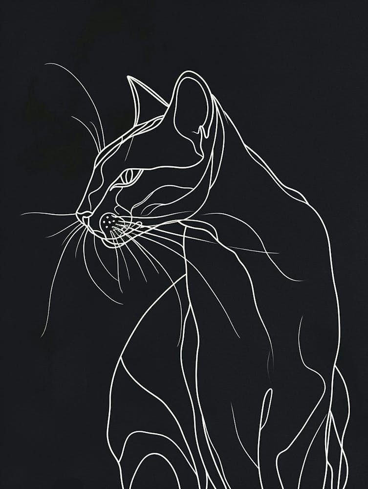 Laperm Cat Minimalist Illustration 3